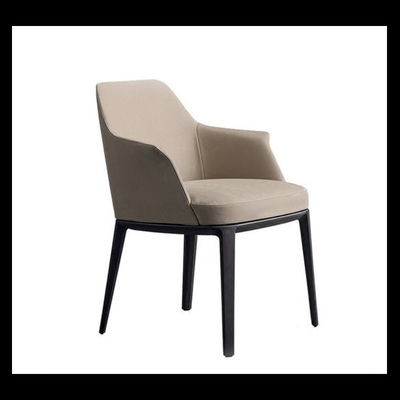 Beige Upholstered Dining Chairs Durable ISO9001 Cream Fabric Dining Chairs