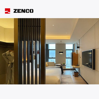 Modern and comfortable hotel bedroom furniture set with solid wood and leather