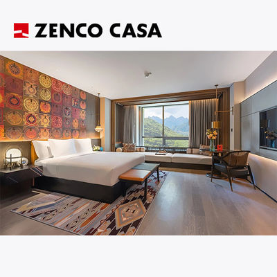 Contemporary Hotel Bedroom Furniture Set Including Bed And Solid Wood Bedside Table