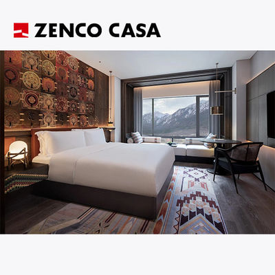 Contemporary Hotel Bedroom Furniture Set Including Bed And Solid Wood Bedside Table