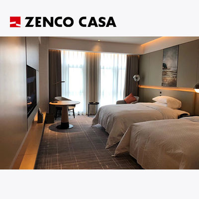 Iso14001 Modern Style Hotel Bedroom Furnitures Includes Twin Beds And Bedside Cabinet