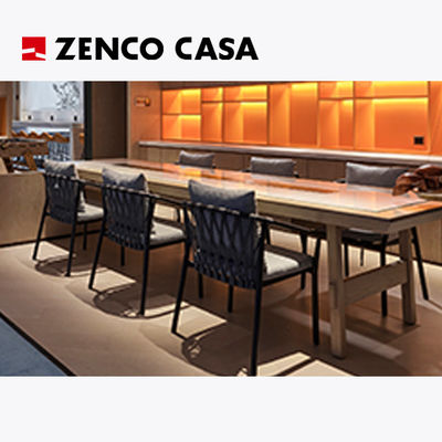 Hotel Leisure Furniture Set With Solid Wood Long Table And Lounge Chairs