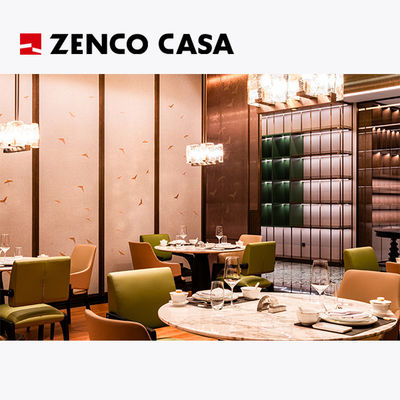Hotel Restaurant Furniture Includes Marble Round Table And Leather Dining Chairs