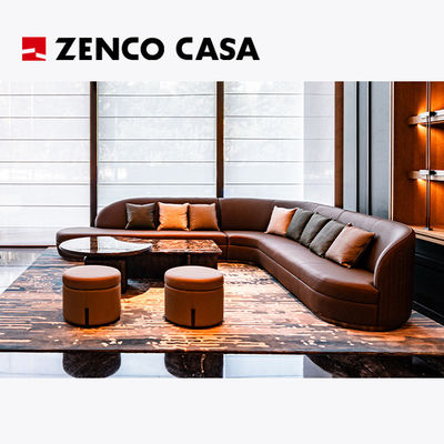 The Hotel Leisure Furniture Set Includes Leather Sofas And Marble Coffee Tables