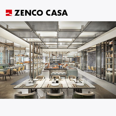 Hotel Restaurant Furniture Set Includes Leather Dining Chair And Marble Dining Table