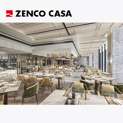 Hotel Restaurant Furniture Set Includes Leather Dining Chair And Marble Dining Table