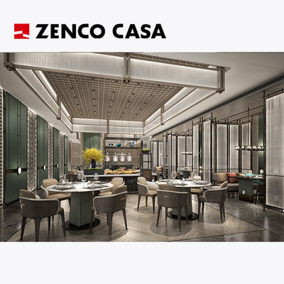 Hotel Restaurant Furniture Set Includes Leather Dining Chair And Marble Round Dining Table
