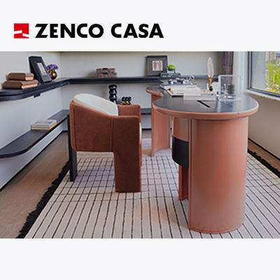 Study Furniture Sets With Orange-Red Desk And Book Chair For Apartment