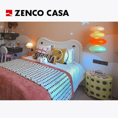 Contemporary Bedroom furniture Set Including Children's Bed With Round Solid Wood Bedside Table