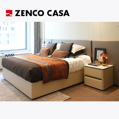 Light Luxury Style Apartment Bedroom Furniture Set Including Comfortable King Size Bed