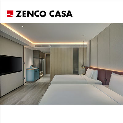 Hotel Twin Bedroom Furniture Set Includes Bed And Lounge Sofa With Cushions